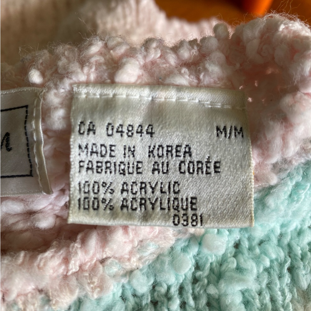 Vintage 80s 90s J.S. Fashion Pastel Chunky Knit Floral Sweater Medium Large - Picture 14 of 15